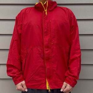 Vintage 90s Patagonia Windbreaker Jacket, Red/Yellow, Size XL — XL